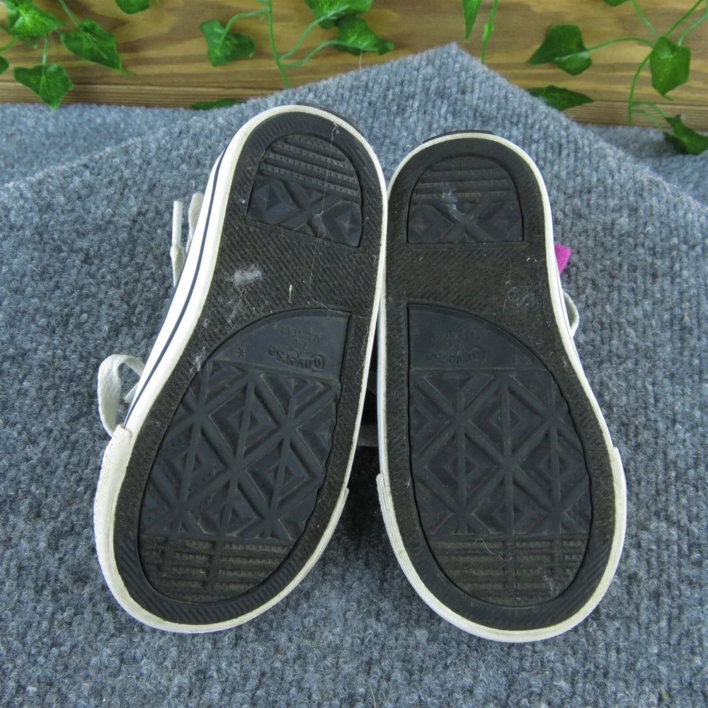 Converse Girls Sneaker Shoes Gray Fabric Lace‎ Up Size T 7 Medium